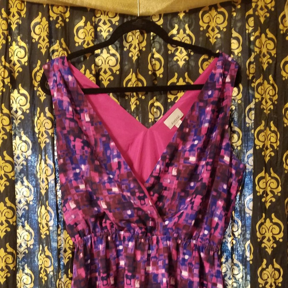 Bright geometric 'fit-and-flare' sleeveless dress